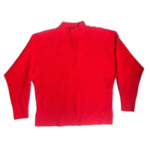 NWT Tahari Women’s Poppy Red Ribbed Knit Sweater with Gold Buttons Size Small